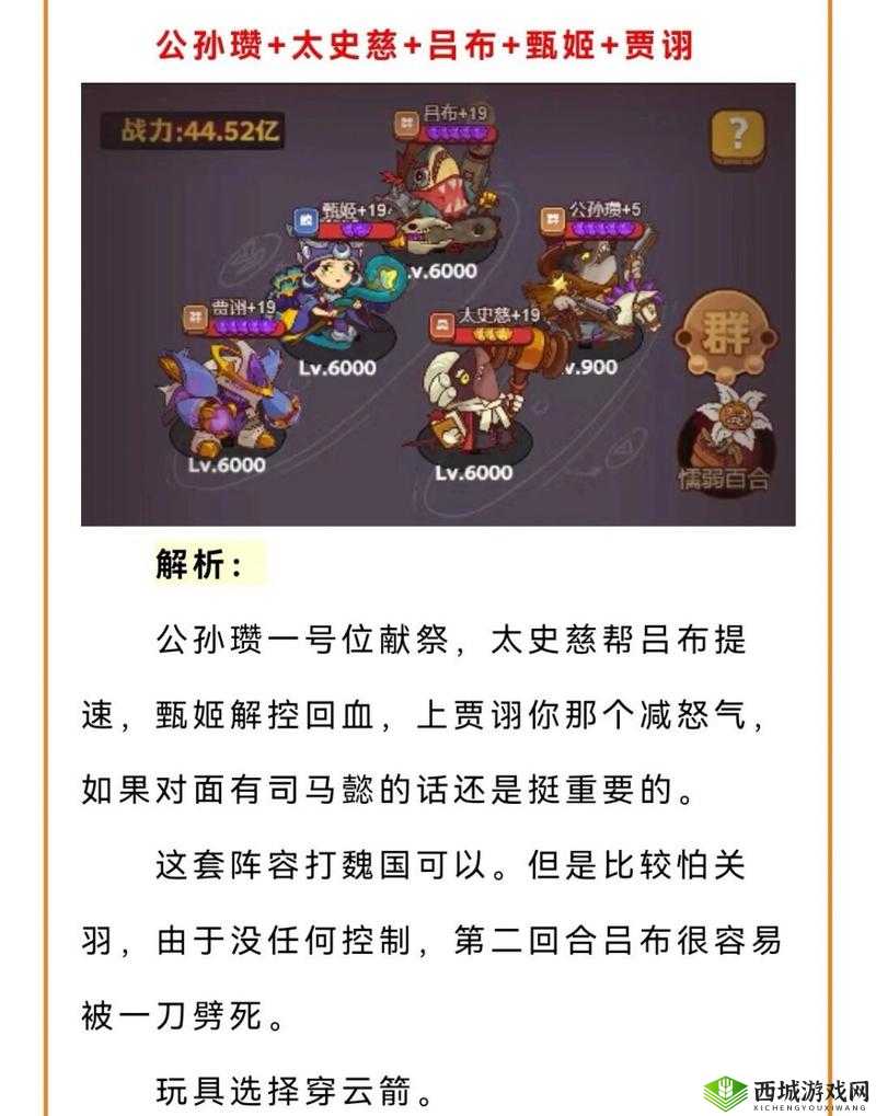 无双萌将游戏中打造最强战斗力，吕布为核心阵容搭配推荐攻略